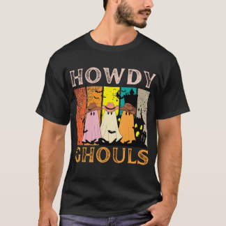 howdy ghoults retro cowboy halloween t-shirt