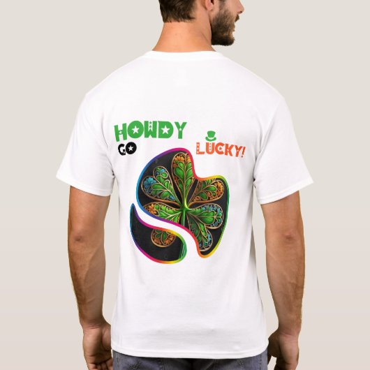 Howdy Go Lucky! - Groene gloed dansfeest T-shirt (Achterkant)