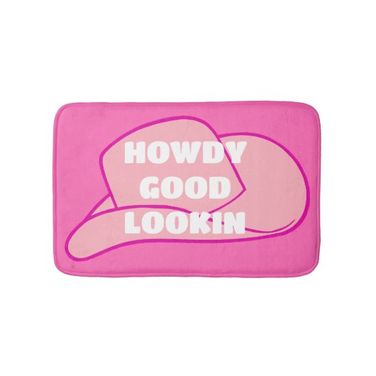 Howdy Goed Uiterlijk Rancher Cowboy Pet Hot Pink Badmat (Voorkant)