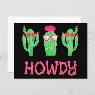 Howdy Grappig Western Cactus Cartoon Karakters Briefkaart