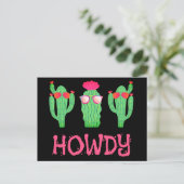 Howdy Grappig Western Cactus Cartoon Karakters Briefkaart (Staand voorkant)