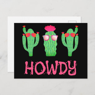 Howdy Grappig Western Cactus Cartoon Karakters Briefkaart