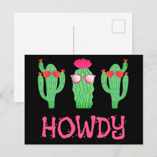 Howdy Grappig Western Cactus Cartoon Karakters Briefkaart