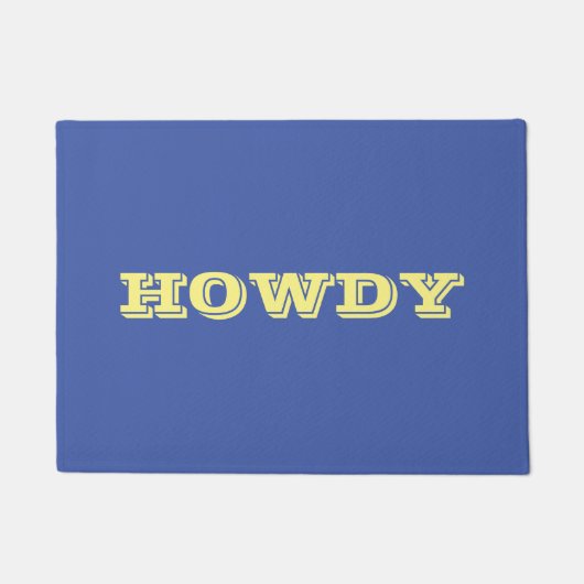 "Howdy" Greet of Name, Blue & Yellow Deurmat (Voorkant)