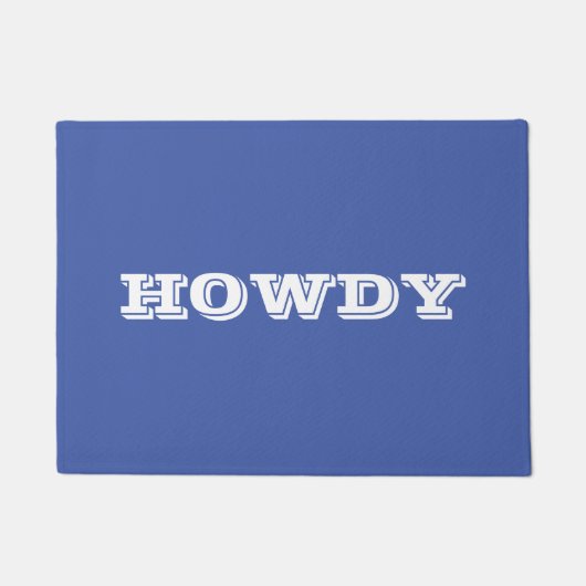 "Howdy" Greeting of Name, Blue & White Doormat Deurmat (Voorkant)