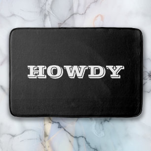 "Howdy"-groet of naam, zwart Badmat