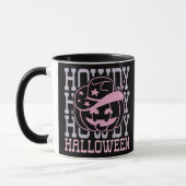 Howdy Halloween Pumpkin Cowboy Pet Zwart Halloween Mok (Links)