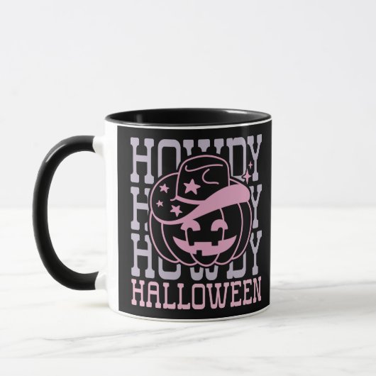 Howdy Halloween Pumpkin Cowboy Pet Zwart Halloween Mok (Links)