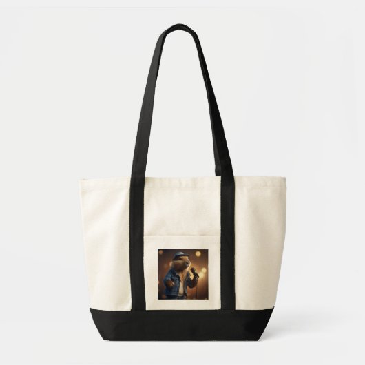 Howdy Harmonics: De met denim beklede Capybara Cro Tote Bag (Voorkant)