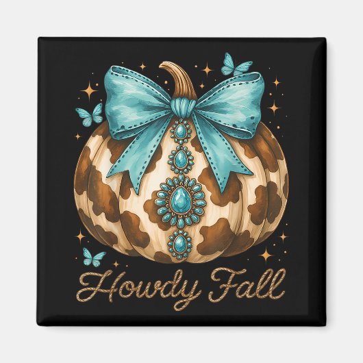 Howdy Herfst Leopard Pompoen Coquette Bow Western Magneet (Voorkant)