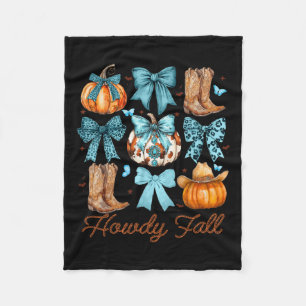 Howdy Herfst Western Pompoen Coquette Bow Pompoen Fleece Deken
