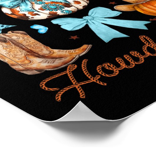 Howdy Herfst Western Pompoen Coquette Bow Pompoen Poster (Hoek)