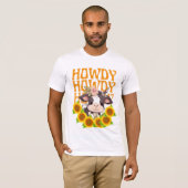 Howdy Highland Koe en Zonnebloemen T-shirt (Voorkant volledig)