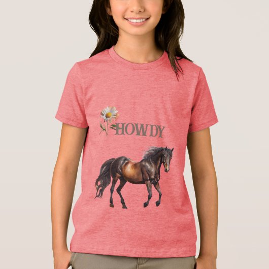Howdy Horse Daisy Flower Tri-Blend Shirt (Voorkant)