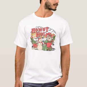 Howdy Hos Cowboy Kerstmis Westerne Vintage H T-shirt