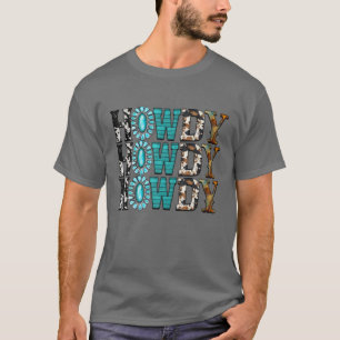 Howdy Howdy Gemstone Rodeo Western Koeienhuid L T-shirt