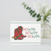 HOwdy HOwdy HOwdy Kerst Cowboy Laarzen Briefkaart (Staand voorkant)