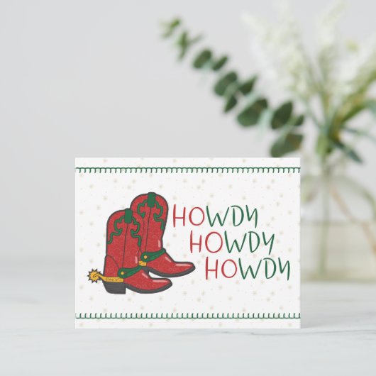 HOwdy HOwdy Kerstmis Cowboy Boots Briefkaart (Staand voorkant)