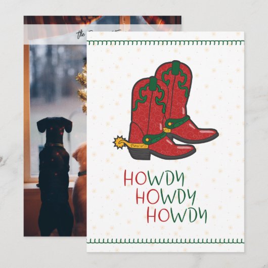 HOwdy HOwdy Kerstmis Cowboy Boots Foto Feestdagenkaart (Voorkant / Achterkant)