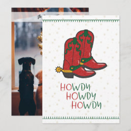HOwdy HOwdy Kerstmis Cowboy Boots Foto Feestdagenkaart