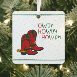 HOwdy HOwdy Kerstmis Cowboy Boots Foto Metalen Ornament