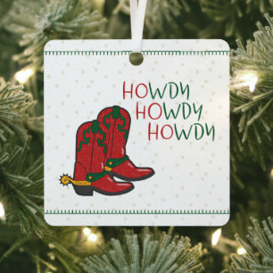 HOwdy HOwdy Kerstmis Cowboy Boots Foto Metalen Ornament