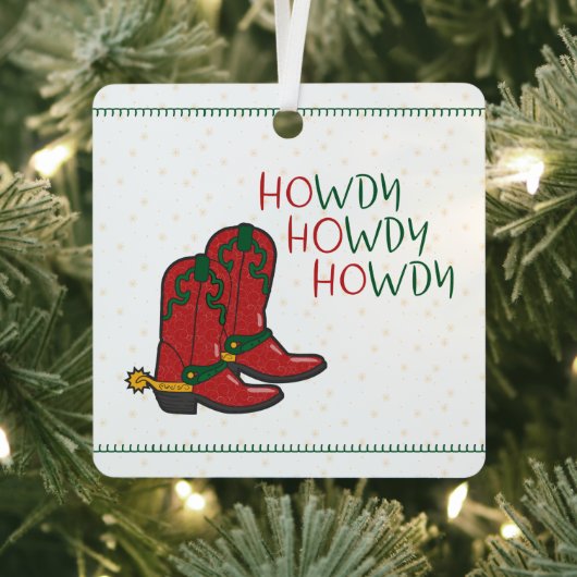 HOwdy HOwdy Kerstmis Cowboy Boots Foto Metalen Ornament (Insitu)