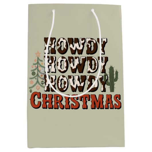 Howdy Howdy Kerstmis Familie Kerstfeest Gift Medium Cadeauzakje (Voorkant)
