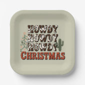 Howdy Howdy Kerstmis Familie Kerstfeest Gift Papieren Bordje (Voorkant)