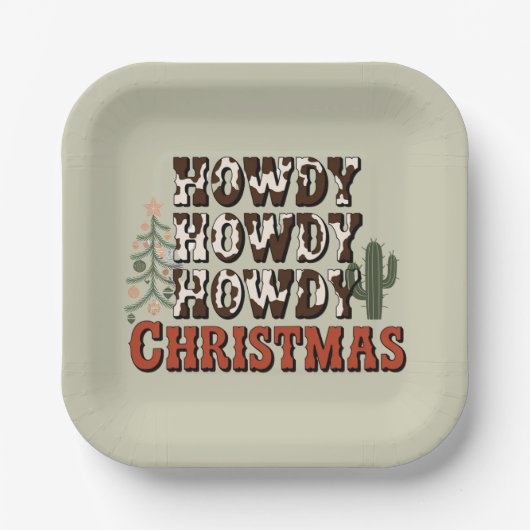Howdy Howdy Kerstmis Familie Kerstfeest Gift Papieren Bordje (Voorkant)