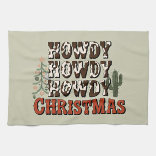 Howdy Howdy Kerstmis Familie Kerstfeest Gift Theedoek