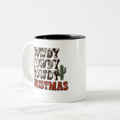 Howdy Howdy Kerstmis Familie Kerstfeest Gift Tweekleurige Koffiemok (Voorkant links)