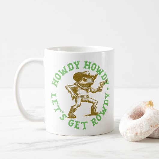 Howdy Howdy Let's Get Rowdy Cowboy Frog Western Koffiemok (Met donut)