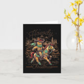 Howdy Kerst Gingerbread Man Cowboy Ride Horse Kaart (Gele Bloem)