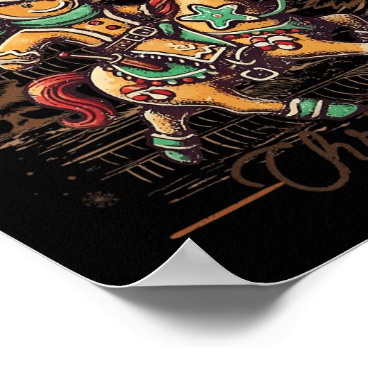 Howdy Kerst Gingerbread Man Cowboy Ride Horse Poster (Hoek)