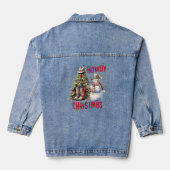 Howdy Kerst Western Cowboy Sneeuwman Denim Jacket (Achterkant)