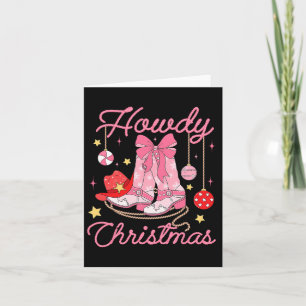 Howdy Kerst Western Cowgirl Laarzen Roze Xmas Pa Kaart