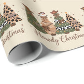 Howdy Kerst Westerne Retro Tree Cowboy Cowgirl Cadeaupapier (Rol Hoek)