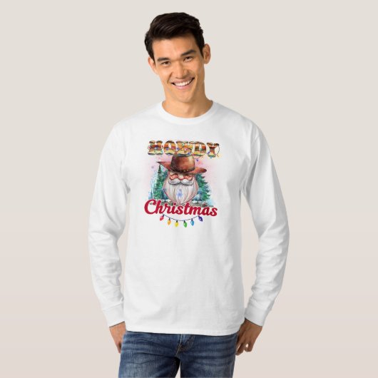 Howdy Kerstcowboy Santa T-shirt (Voorkant volledig)