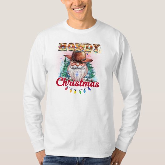 Howdy Kerstcowboy Santa T-shirt (Voorkant)