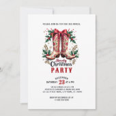 Howdy Kerstfeest Cowgirl Kerstlaarzen Kaart (Voorkant)