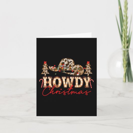 Howdy Kerstman Schattige Leopard Western Cowgirl Kaart (Voorkant)