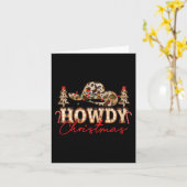 Howdy Kerstman Schattige Leopard Western Cowgirl Kaart (Gele Bloem)