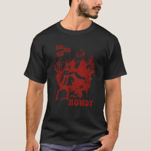 Howdy Kerstmis Cowboy Kerstman Sinterklaas Rijden T-shirt