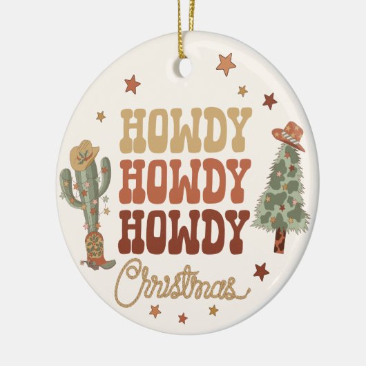 Howdy Kerstmis, Cowboy Kerstmis Keramisch Ornament (Links)
