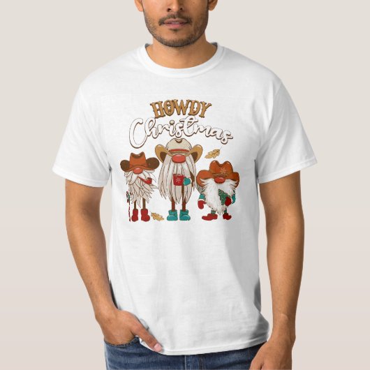 Howdy Kerstmis, Howdy Gnomes, Kerstgenoom, ik T-shirt (Voorkant)