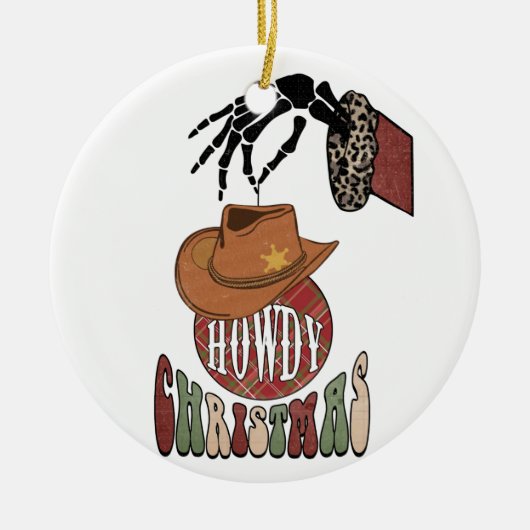 Howdy Kerstmis Keramisch Ornament (Voorkant)
