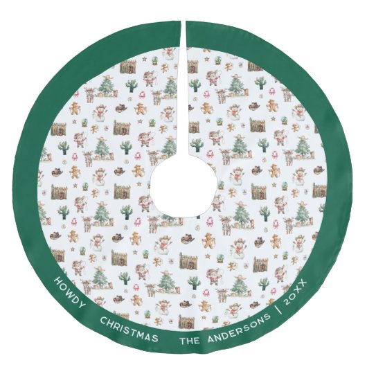 Howdy Kerstmis | Leuke Westerse Gepersonaliseerde Kerstboom Rok (Voorkant)