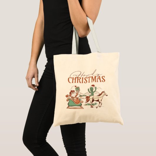 Howdy Kerstmis Typografie, Texas Symbol Graphics Tote Bag (Voorkant (product))