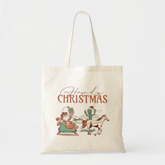 Howdy Kerstmis Typografie, Texas Symbol Graphics Tote Bag (Voorkant)